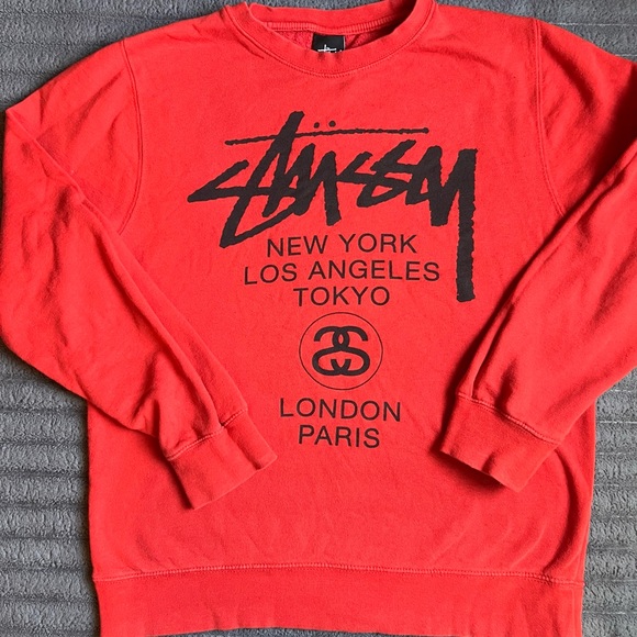Stussy Other - Stussy Small Orange-ish Red World Tour Unisex Crewneck Sweatshirt